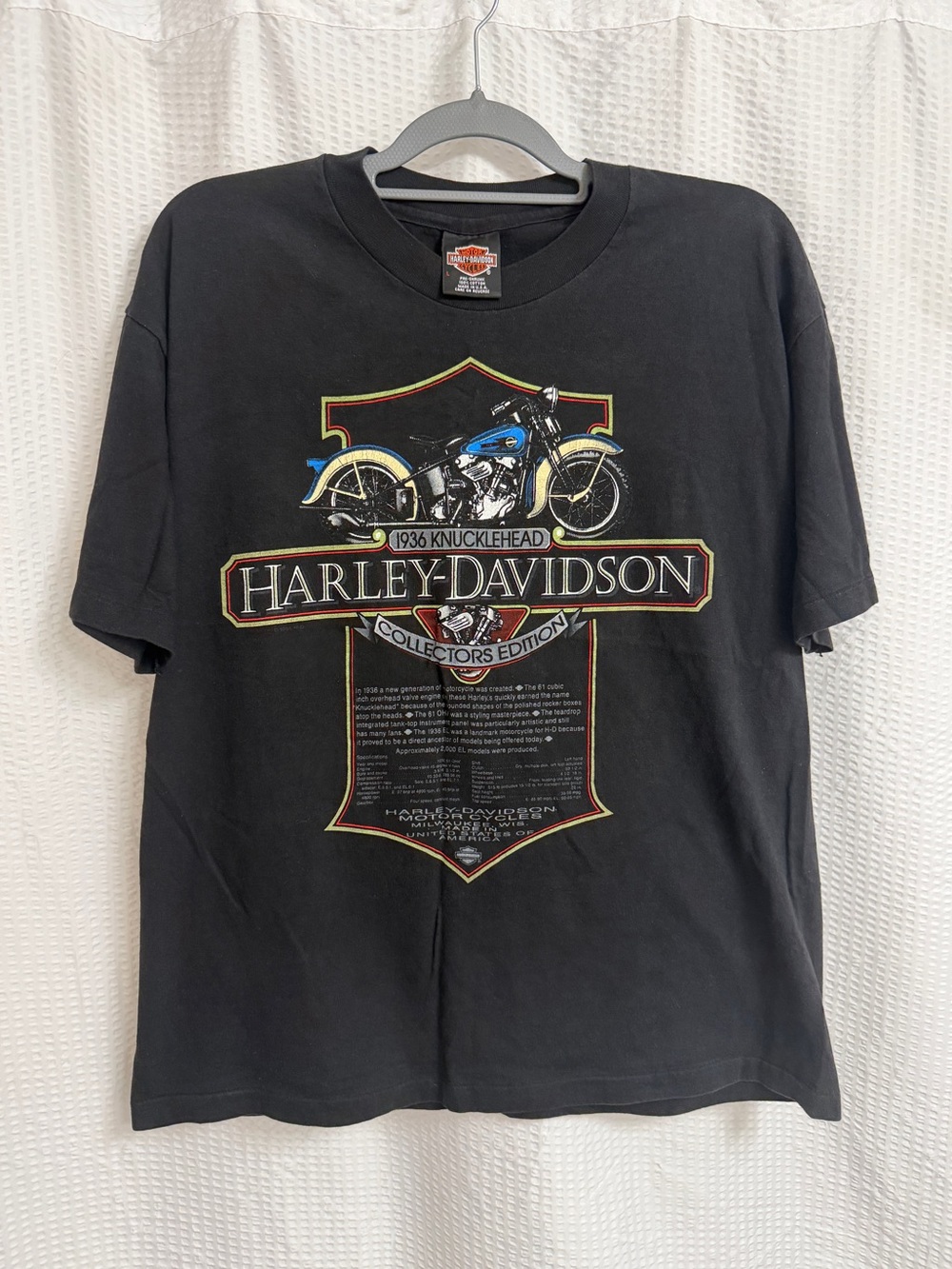 Vintage 1988 Harley Davidson 1936 Knucklehead Pikes Peak Shirt Mens L USA